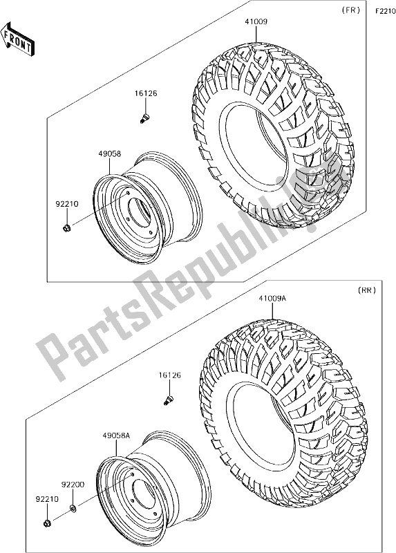 All parts for the 34 Wheels/tires of the Kawasaki KAF 1000 Mule Pro-dx 2018