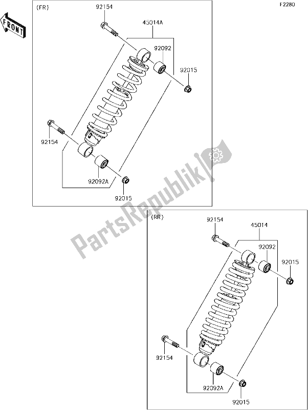 All parts for the 40 Shock Absorber(s) of the Kawasaki KAF 1000 Mule Pro-dx 2018