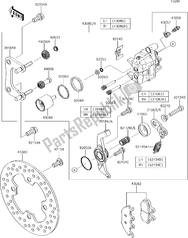 All parts for the 42 Rear Brake of the Kawasaki KAF 1000 Mule Pro-dx 2018