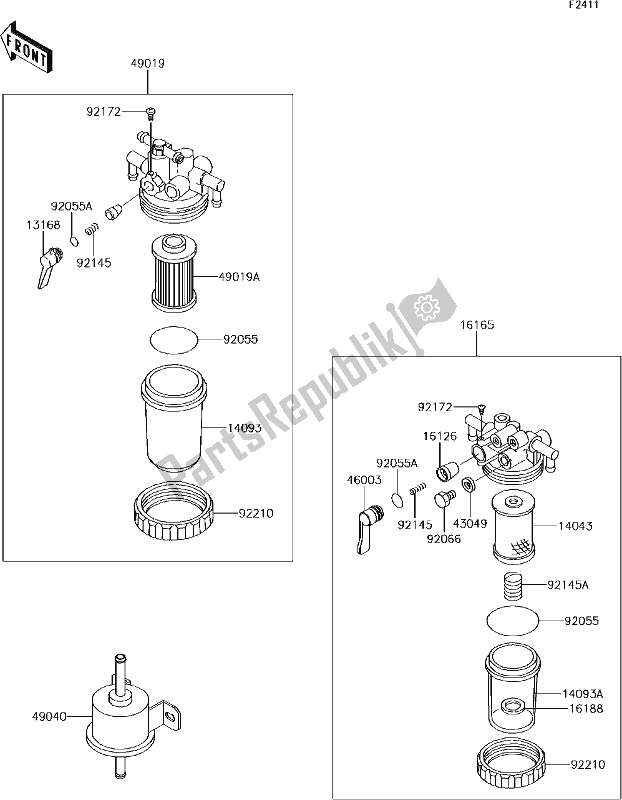 All parts for the 45 Fuel Filter of the Kawasaki KAF 1000 Mule Pro-dx 2018