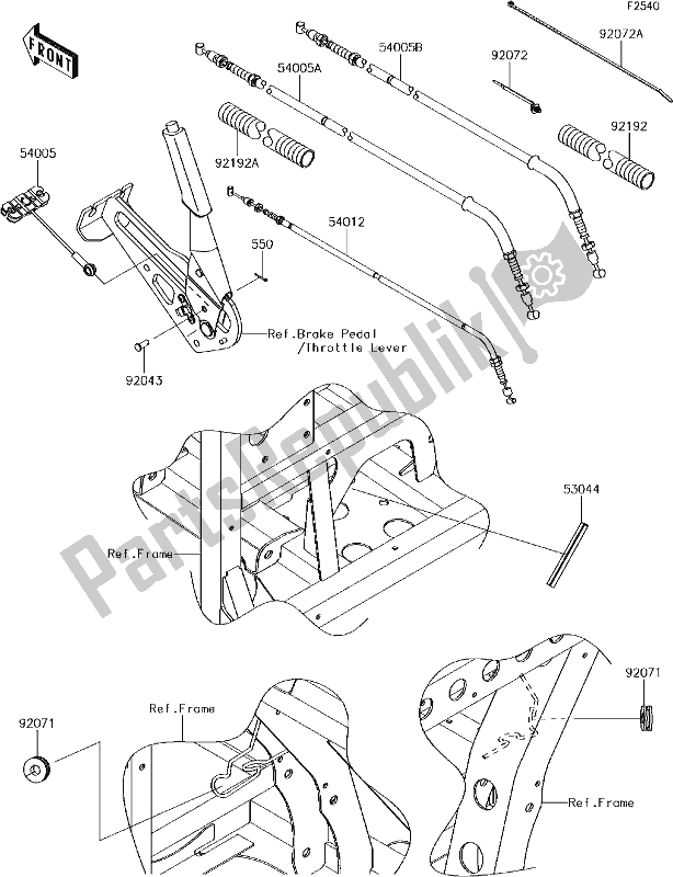 All parts for the 49 Cables of the Kawasaki KAF 1000 Mule Pro-dx 2018