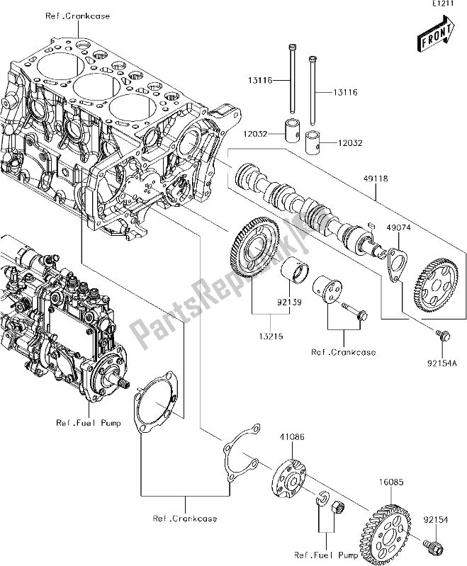 Alle onderdelen voor de 5 Valve(s)/camshaft(s) van de Kawasaki KAF 1000 Mule Pro-dx 2018
