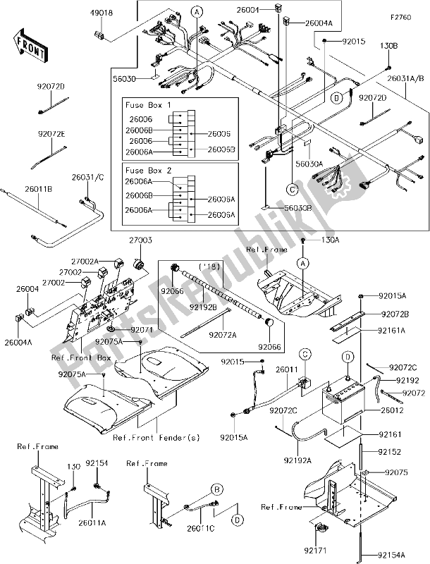 Wszystkie części do 56-1chassis Electrical Equipment Kawasaki KAF 1000 Mule Pro-dx 2018