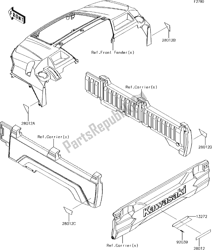 All parts for the 58 Reflectors(cn) of the Kawasaki KAF 1000 Mule Pro-dx 2018