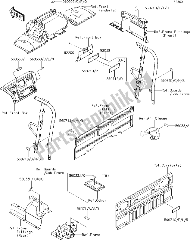 All parts for the 59 Labels of the Kawasaki KAF 1000 Mule Pro-dx 2018