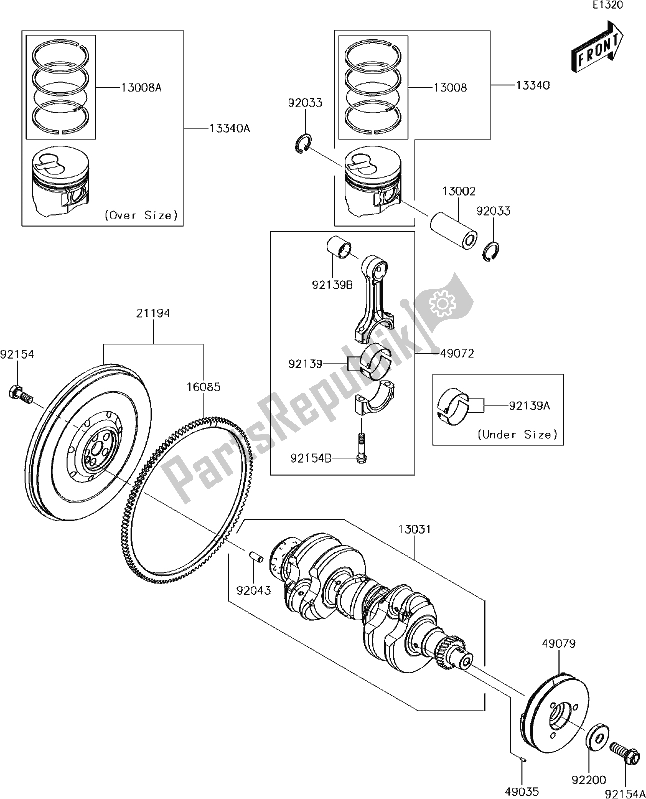 All parts for the 6 Crankshaft/piston(s) of the Kawasaki KAF 1000 Mule Pro-dx 2018