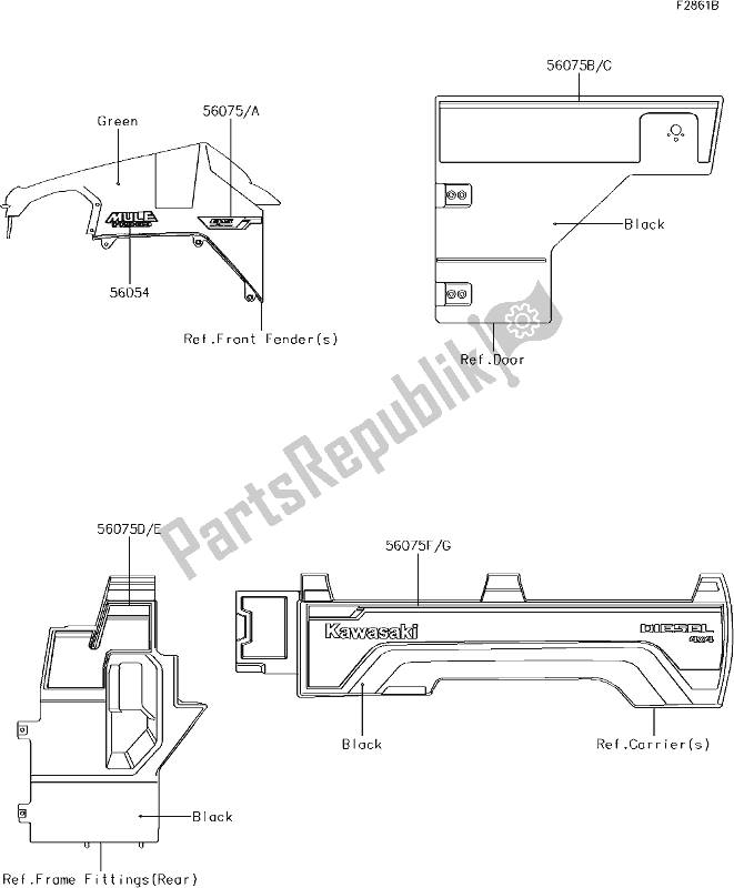 Toutes les pièces pour le 62 Decals(green)(ejf) du Kawasaki KAF 1000 Mule Pro-dx 2018