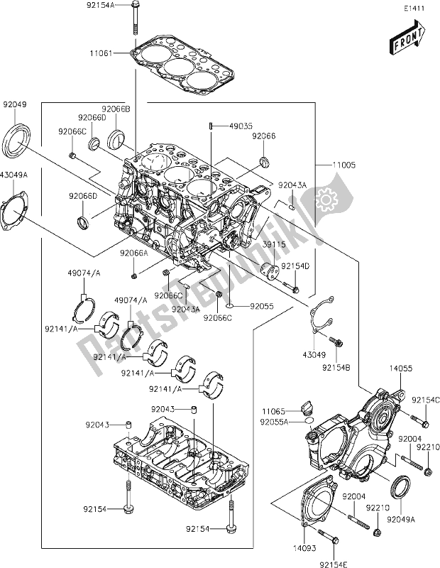 Alle onderdelen voor de 13 Crankcase van de Kawasaki KAF 1000 Mule Pro-dx 2019