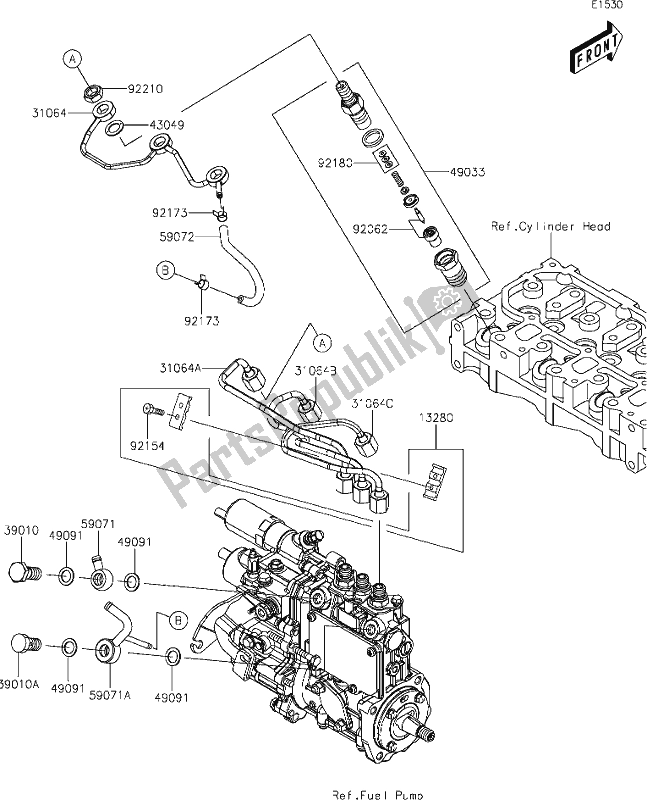 Alle onderdelen voor de 16 Fuel Injection van de Kawasaki KAF 1000 Mule Pro-dx 2019