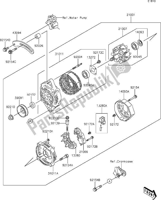 Todas las partes para 18 Generator de Kawasaki KAF 1000 Mule Pro-dx 2019