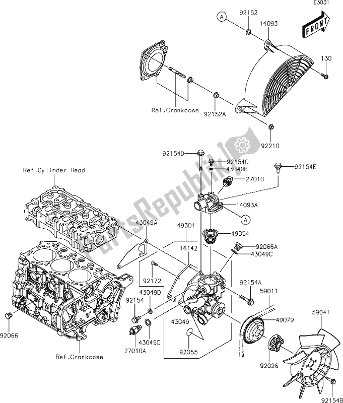 Tutte le parti per il 20 Water Pump del Kawasaki KAF 1000 Mule Pro-dx 2019