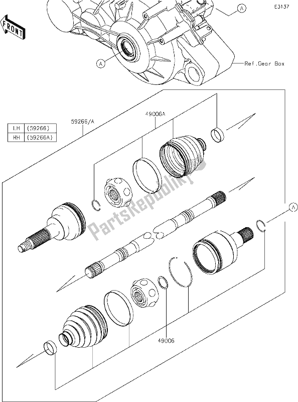 Tutte le parti per il 24 Drive Shaft-rear del Kawasaki KAF 1000 Mule Pro-dx 2019