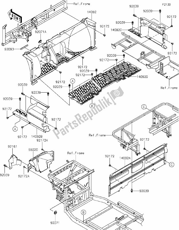 Alle onderdelen voor de 28 Frame Fittings(front) van de Kawasaki KAF 1000 Mule Pro-dx 2019