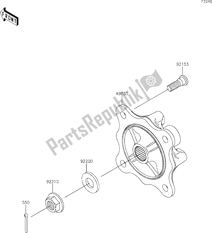 Alle onderdelen voor de 36 Rear Hubs/brakes van de Kawasaki KAF 1000 Mule Pro-dx 2019