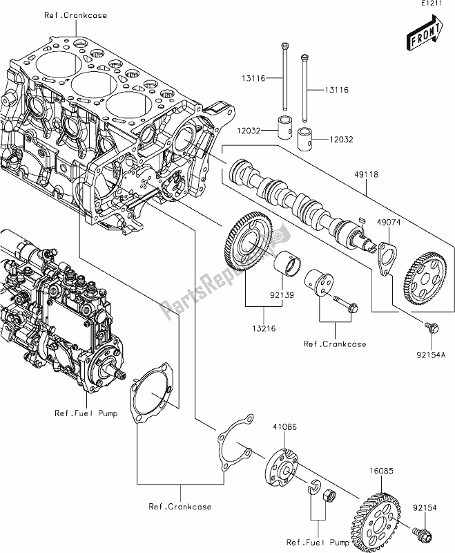 Alle onderdelen voor de 5 Valve(s)/camshaft(s) van de Kawasaki KAF 1000 Mule Pro-dx 2019