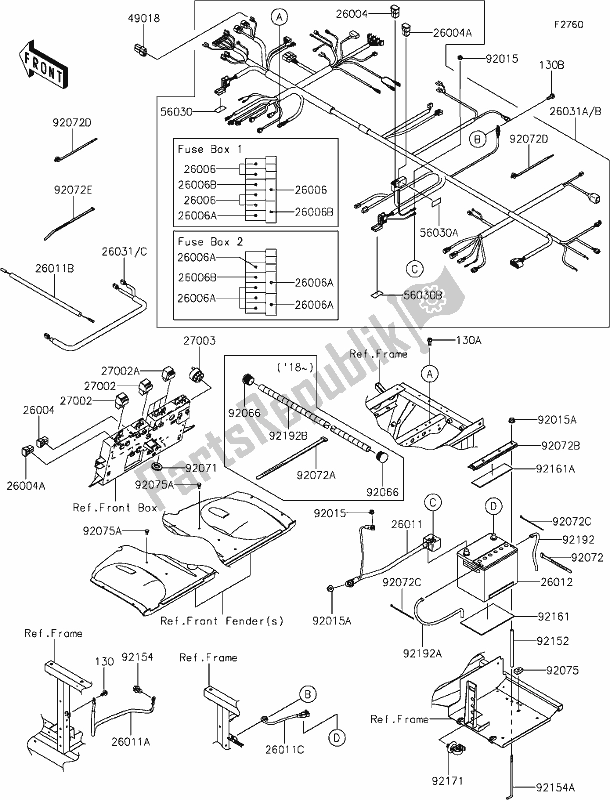 All parts for the 56-1chassis Electrical Equipment of the Kawasaki KAF 1000 Mule Pro-dx 2019