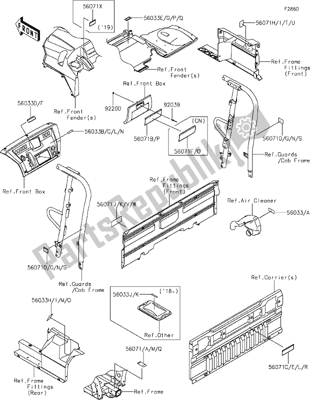 Todas as partes de 59-1labels do Kawasaki KAF 1000 Mule Pro-dx 2019