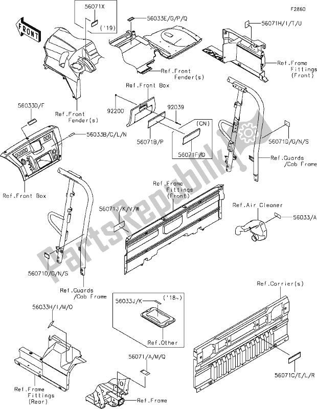 Tutte le parti per il 59 Labels del Kawasaki KAF 1000 Mule Pro-dx 2019