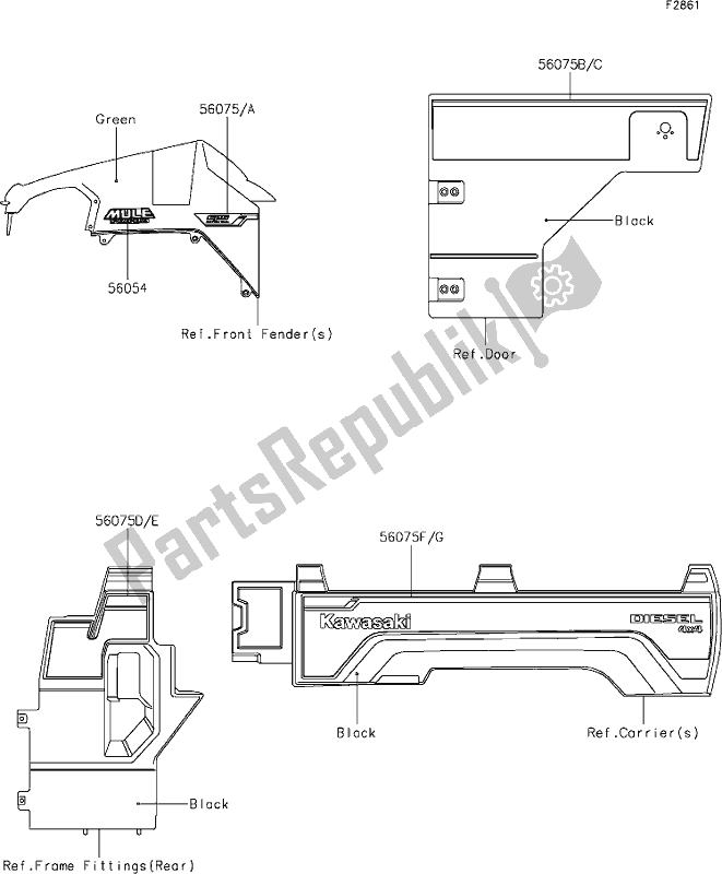 Tutte le parti per il 60 Decals(green)(ehf-ekf) del Kawasaki KAF 1000 Mule Pro-dx 2019
