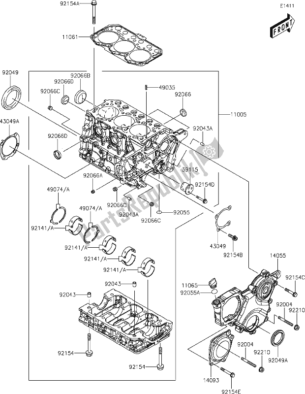 All parts for the 13 Crankcase of the Kawasaki KAF 1000 Mule Pro-dx 2020