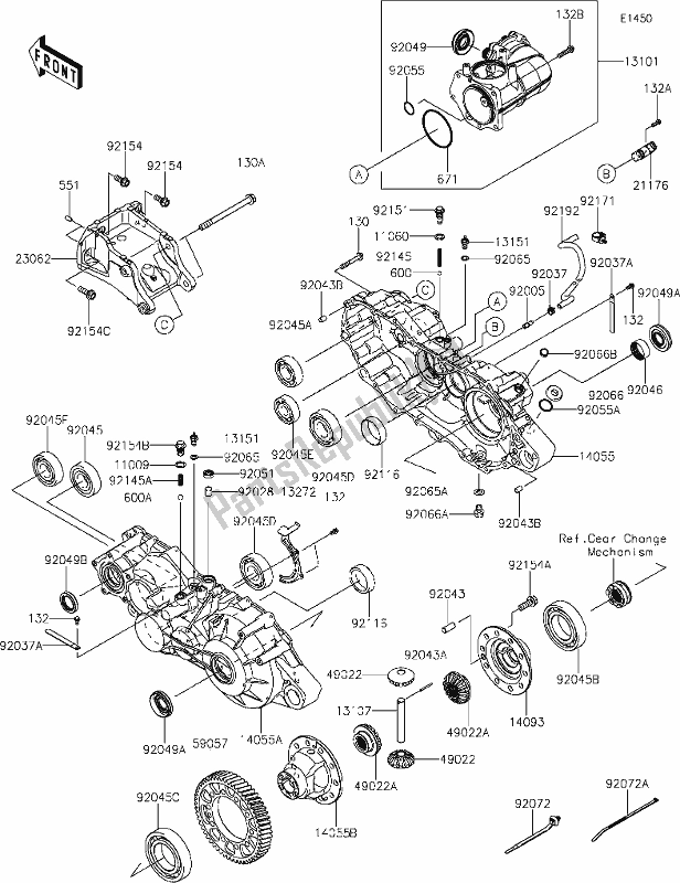 All parts for the 14-1gear Box of the Kawasaki KAF 1000 Mule Pro-dx 2020