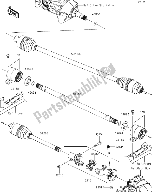 All parts for the 22 Drive Shaft-propeller of the Kawasaki KAF 1000 Mule Pro-dx 2020