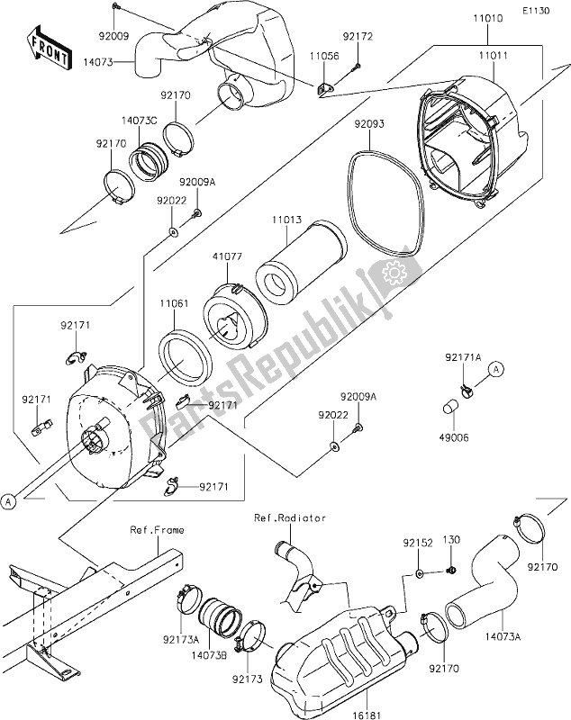 All parts for the 3 Air Cleaner of the Kawasaki KAF 1000 Mule Pro-dx 2020