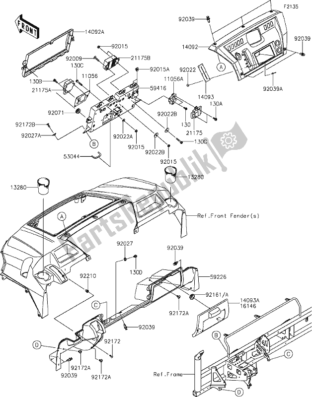 All parts for the 30 Front Box of the Kawasaki KAF 1000 Mule Pro-dx 2020