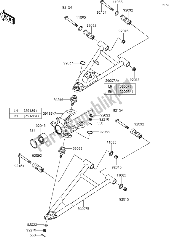 All parts for the 31 Front Suspension of the Kawasaki KAF 1000 Mule Pro-dx 2020