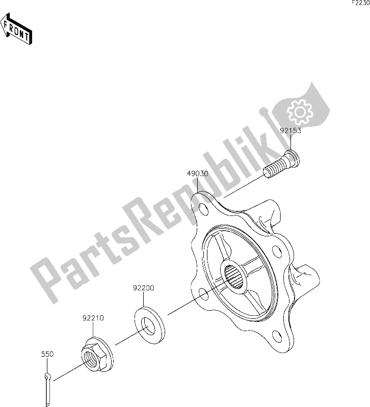 All parts for the 35 Front Hubs/brakes of the Kawasaki KAF 1000 Mule Pro-dx 2020