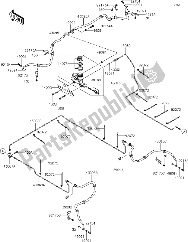 All parts for the 39 Master Cylinder of the Kawasaki KAF 1000 Mule Pro-dx 2020