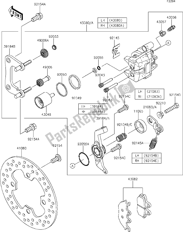 All parts for the 42 Rear Brake of the Kawasaki KAF 1000 Mule Pro-dx 2020