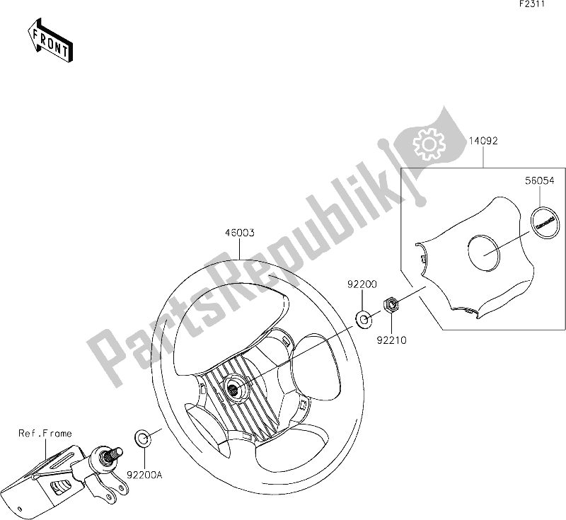 All parts for the 43 Steering Wheel of the Kawasaki KAF 1000 Mule Pro-dx 2020