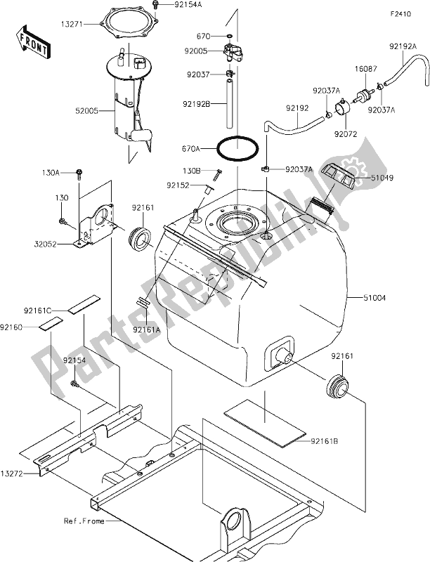 All parts for the 44 Fuel Tank of the Kawasaki KAF 1000 Mule Pro-dx 2020