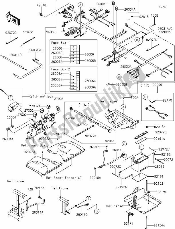 All parts for the 56-1chassis Electrical Equipment of the Kawasaki KAF 1000 Mule Pro-dx 2020