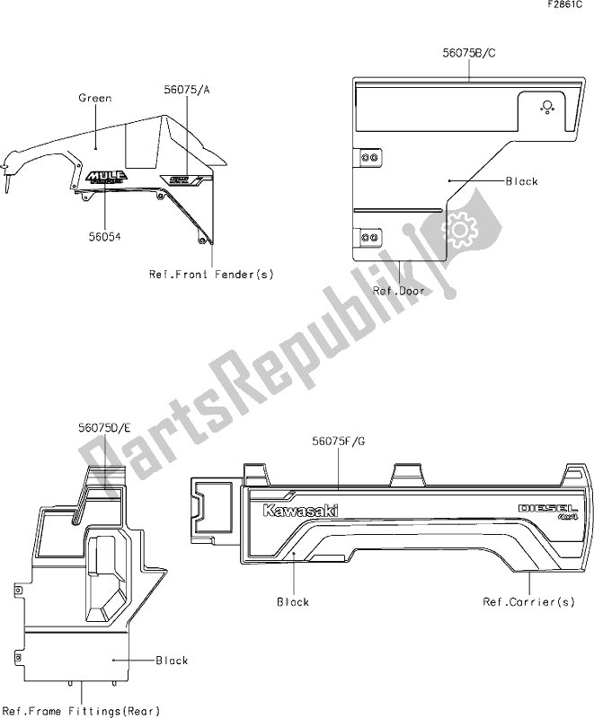 All parts for the 63 Decals(green)(elf)(us) of the Kawasaki KAF 1000 Mule Pro-dx 2020