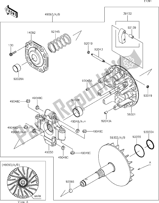 All parts for the 9 Drive Converter of the Kawasaki KAF 1000 Mule Pro-dx 2020