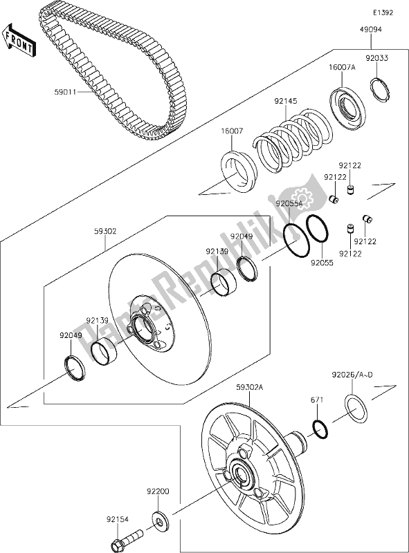 Todas as partes de 10 Driven Converter/drive Belt do Kawasaki KAF 1000 Mule Pro-dx 2021