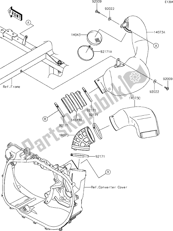 All parts for the 12 Air Cleaner-belt Converter of the Kawasaki KAF 1000 Mule Pro-dx 2021