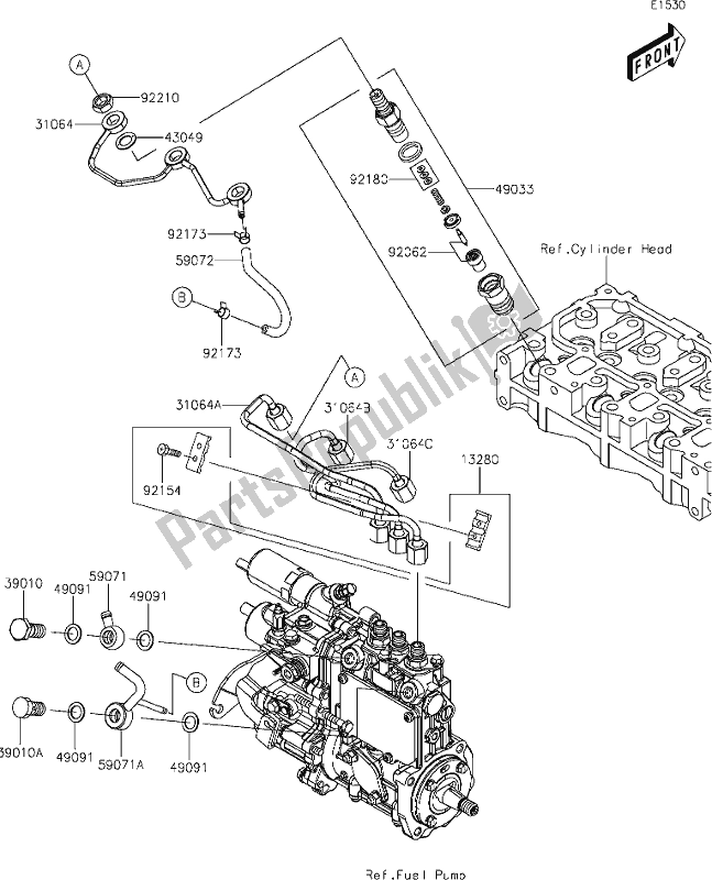 Todas as partes de 16 Fuel Injection do Kawasaki KAF 1000 Mule Pro-dx 2021