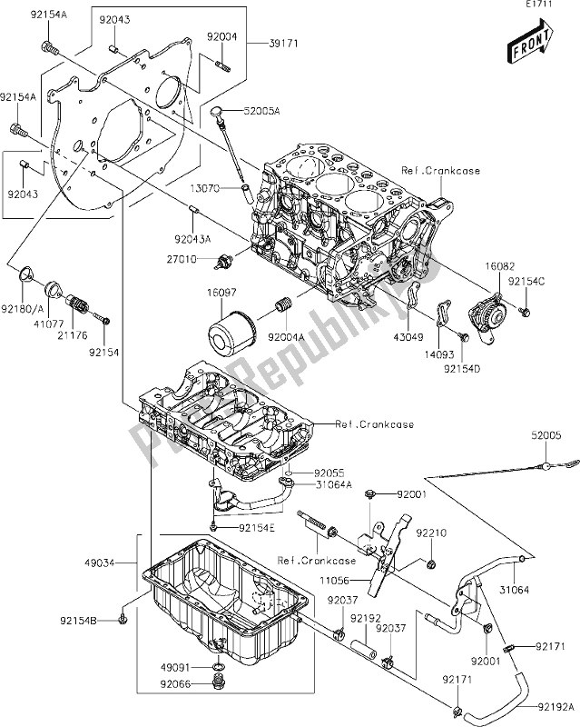 All parts for the 17 Oil Pan/oil Filter of the Kawasaki KAF 1000 Mule Pro-dx 2021