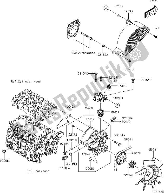 All parts for the 20 Water Pump of the Kawasaki KAF 1000 Mule Pro-dx 2021