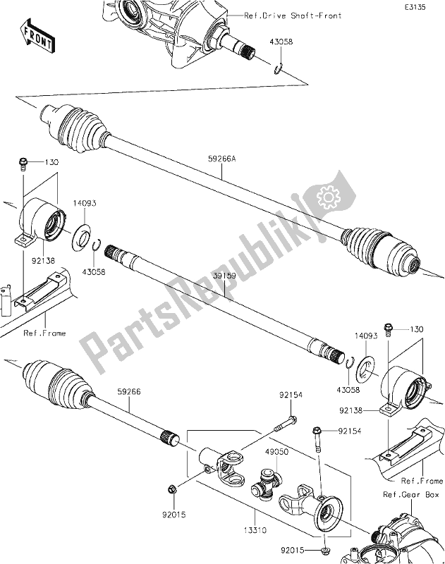 All parts for the 22 Drive Shaft-propeller of the Kawasaki KAF 1000 Mule Pro-dx 2021