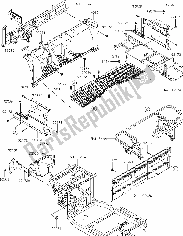 All parts for the 28 Frame Fittings(front) of the Kawasaki KAF 1000 Mule Pro-dx 2021