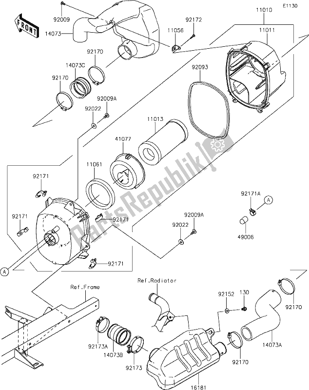 Toutes les pièces pour le 3 Air Cleaner du Kawasaki KAF 1000 Mule Pro-dx 2021