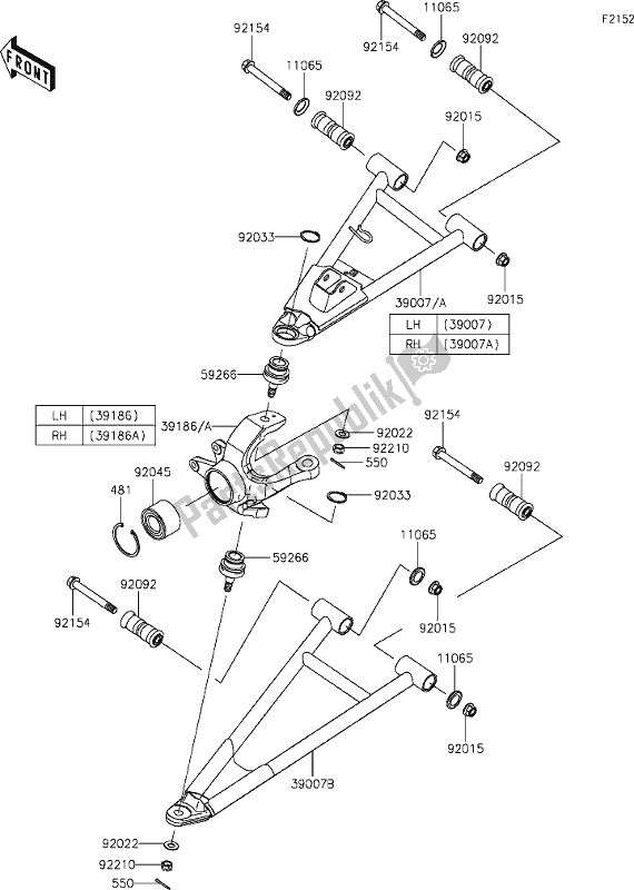 All parts for the 31 Front Suspension of the Kawasaki KAF 1000 Mule Pro-dx 2021