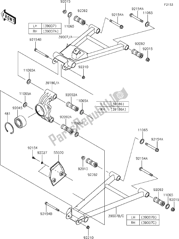 Todas las partes para 32 Rear Suspension de Kawasaki KAF 1000 Mule Pro-dx 2021