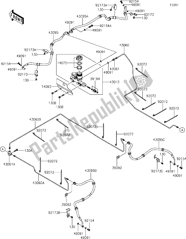 Alle onderdelen voor de 38 Master Cylinder van de Kawasaki KAF 1000 Mule Pro-dx 2021