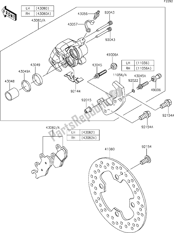 Todas as partes de 40 Front Brake do Kawasaki KAF 1000 Mule Pro-dx 2021