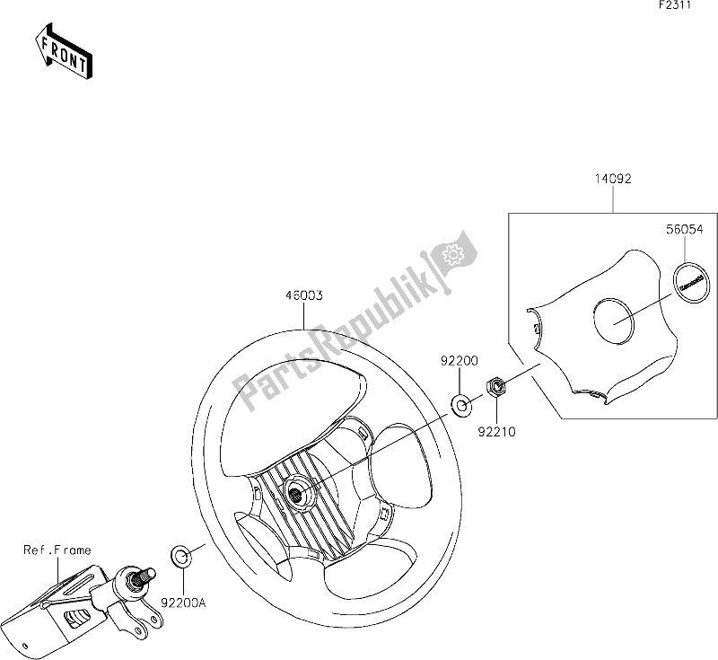 All parts for the 42 Steering Wheel of the Kawasaki KAF 1000 Mule Pro-dx 2021